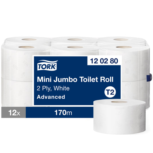 Toilet paper TORK ADVANCED MINI JUMBO T2,120280, 2 ply, 9.4 cm x 170 m, white