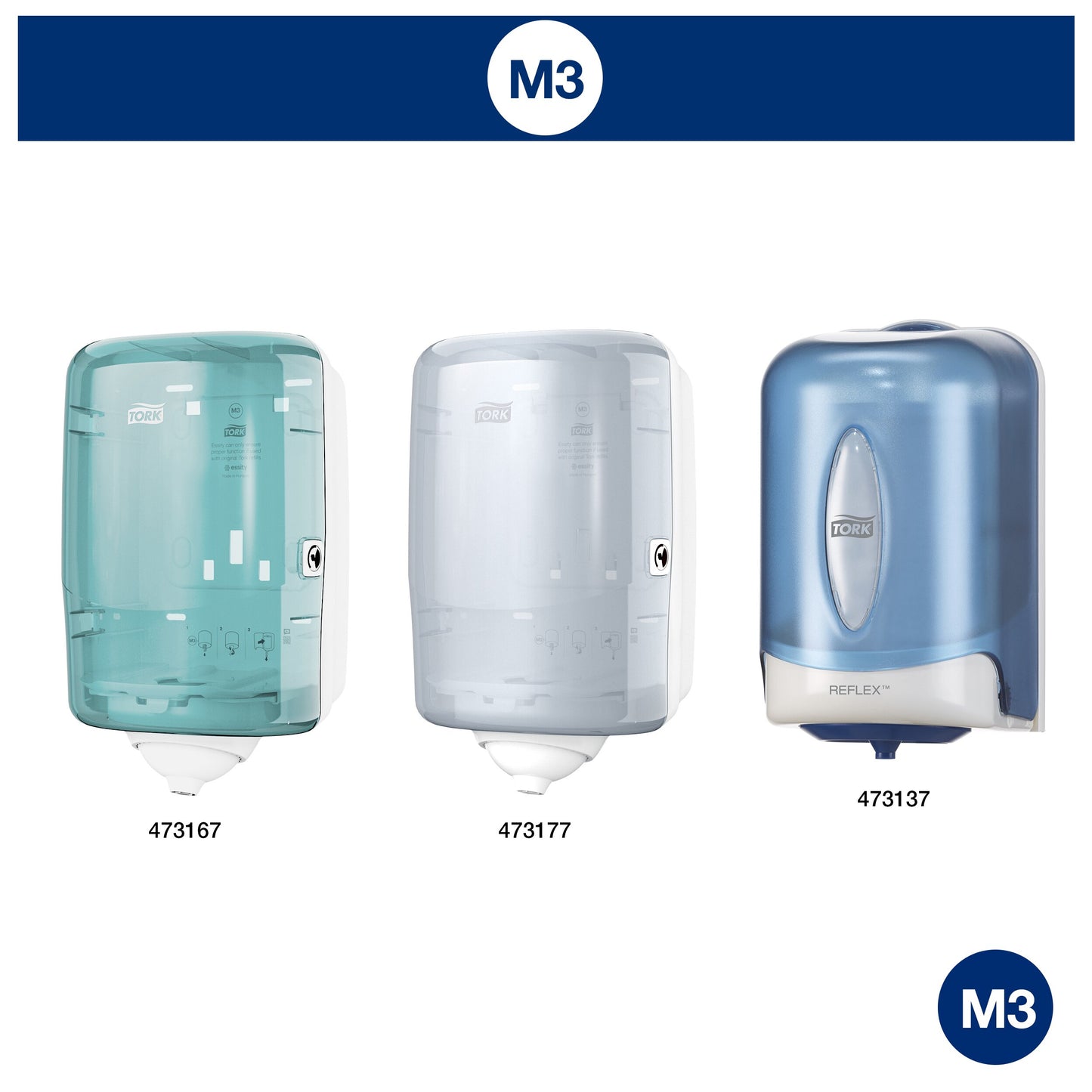 Popieriniai rankšluosčiai TORK, 473246, REFLEX MINI M3, 1.sl., 19.8 x 35 cm, 120 m/rul., balta sp.