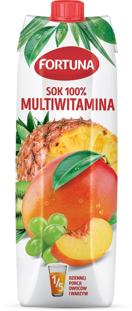 Mixed fruit juice with vitamins FORTUNA, 100%, 1 l