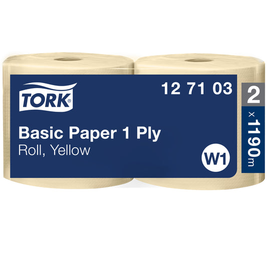 Industrial paper TORK BASIC, 1 ply, W1, 23.5 cm x 1190 m, yellow