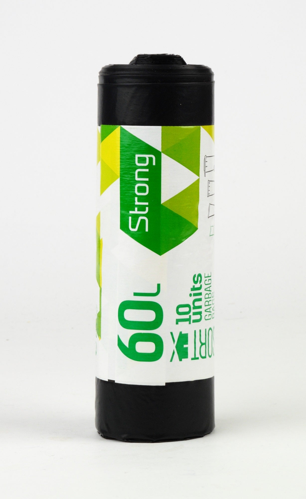 Šiukšlių maišai SORTEX, 60 L, 10 vnt., 30 mkr, LDPE, 60 x 75 cm, juodos sp.