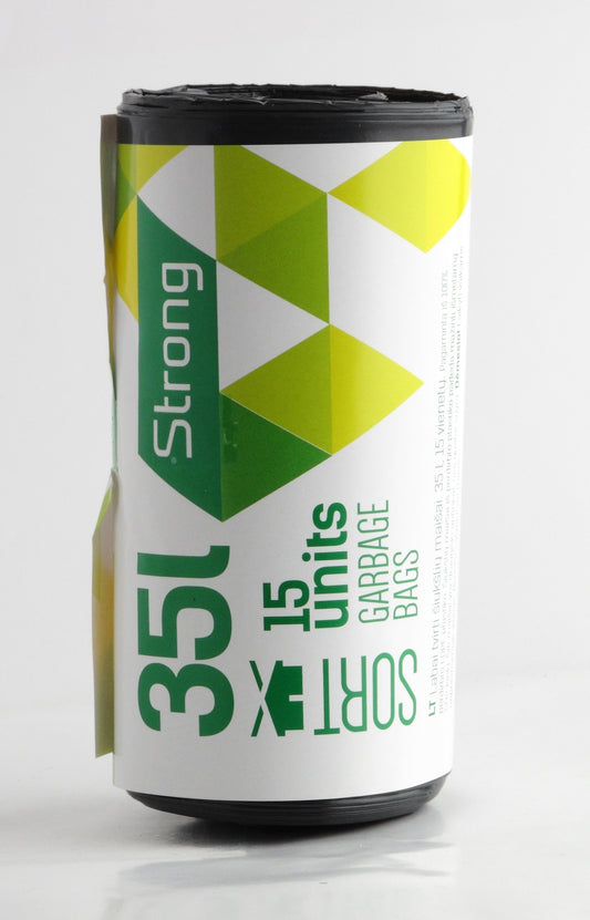 Maišas šiukšlėms SORTEX, juodas 35 L x 15 vnt.