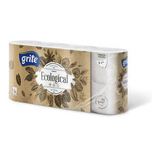 Toilet paper GRITE Ecological 3 ply, 8 pcs., 14.85 m,