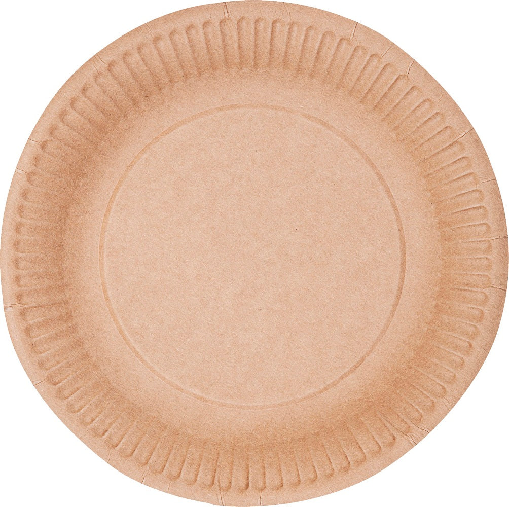 Disposable paper plate, brown, D18 cm, 50 pcs.