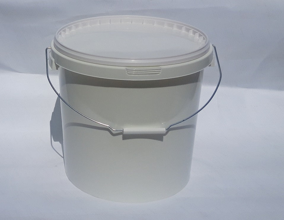 Bucket for food products, with airtight lid/metal handle, PP, 20 l, pcs.
