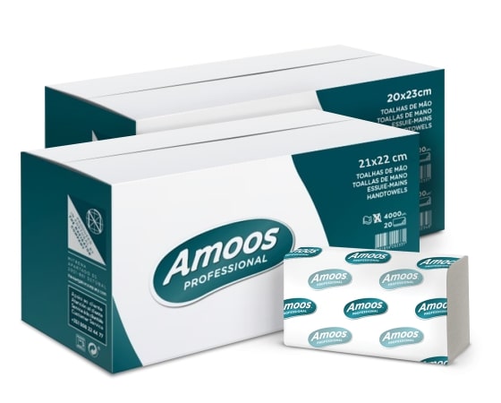 Paper towels AMOOS, 2 layers, 160 sheets, 21x25 cm