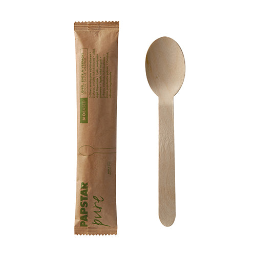 Spoons PAPSTAR, wooden, L 16 cm, in hygienic packaging, 50 pcs.