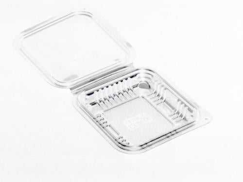 Salad container, square, with lid, PET, 11.5 x 12.5 x H 2.5 cm, 150 ml, 100 pcs.