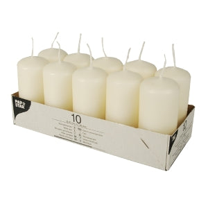 Candle - cylinder, cream, 9 h, D 4 cm, H 9 cm, 9 h, 10 pcs.