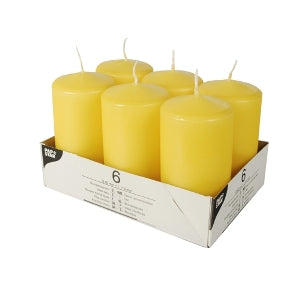 Candle - cylinder, yellow, D 6 cm, H 11.5 cm, 24 h, 6 pcs.