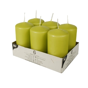 Candle - cylinder, kiwi color, D 6 cm, H 11.5 cm, 24 h, 6 pcs.