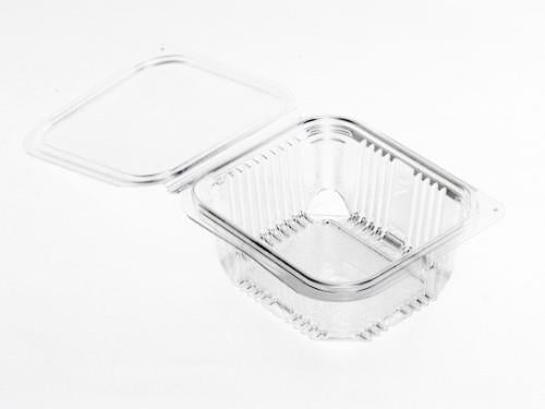 Salad container, square, with lid, PET, 12.5 x 14 x H 5.5 cm, 500 ml, 100 pcs.
