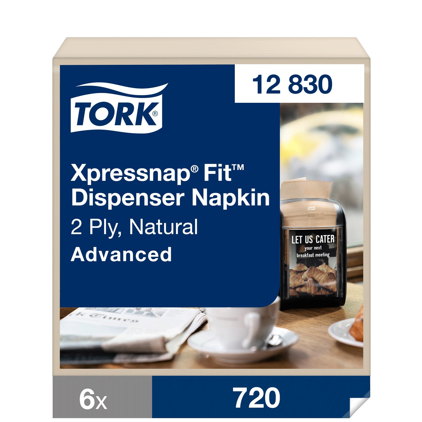 Natural napkins, TORK Xpressnap Fit for dispenser N14, 720 pcs, 12830