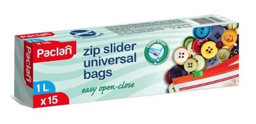 Bags for freezing products PACLAN, with zipper, 1 l, 15 pcs.