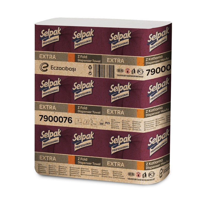 Paper towel SELPAK, PRO Extra for Z-Fold dispenser, 2 ply, 200 sheets