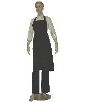 Apron with bust, below the knees, black, (plain)