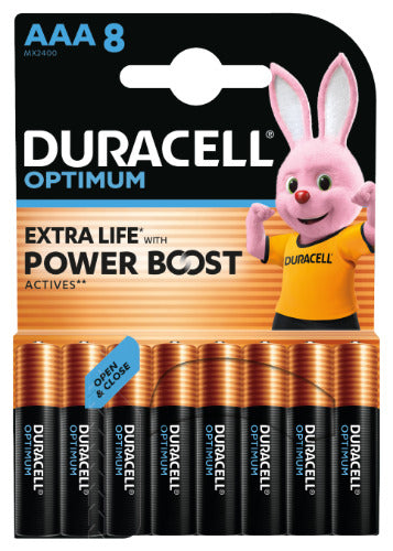 Baterijos DURACELL Optimum, AAA, 8 vnt.
