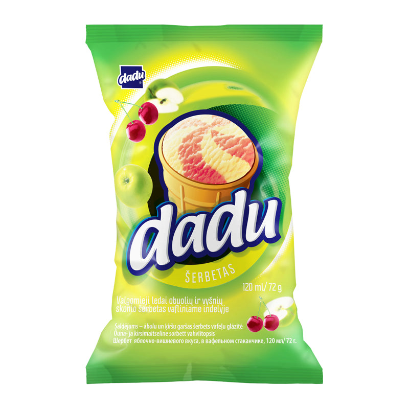 Ice cream DADU, apple - cherry sorbet, 2%, 120 ml / 65 g