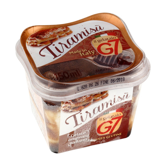Itališki ledai G7 Tiramisu, tiramisu skonio, 150 ml, su šaukšteliu