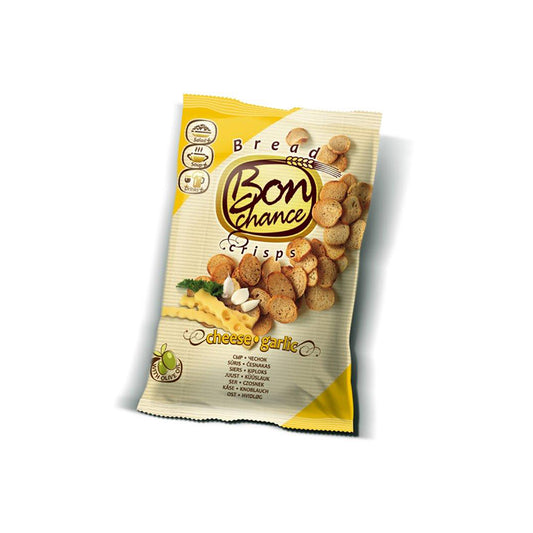 Duonos traškučiai BON CHANCE sūrio ir česnakų skonio, 120 g