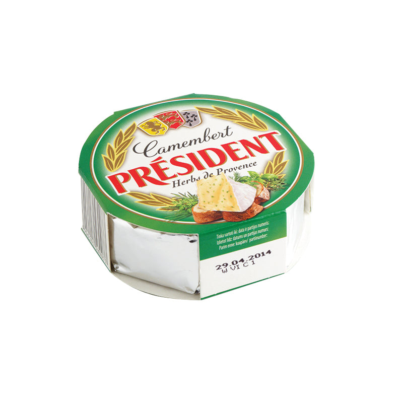 Pelėsinis sūris PRESIDENT Camembert, su žolelėmis, 32%, 120 g