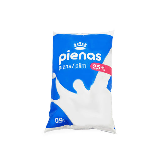 Pienas, 2,5%, 0,9 l