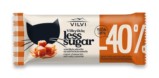 Glaistytas varškės sūrelis VILKYŠKIŲ, su sūria karemele ir mažiau cukraus, 30% rieb., 40 g.