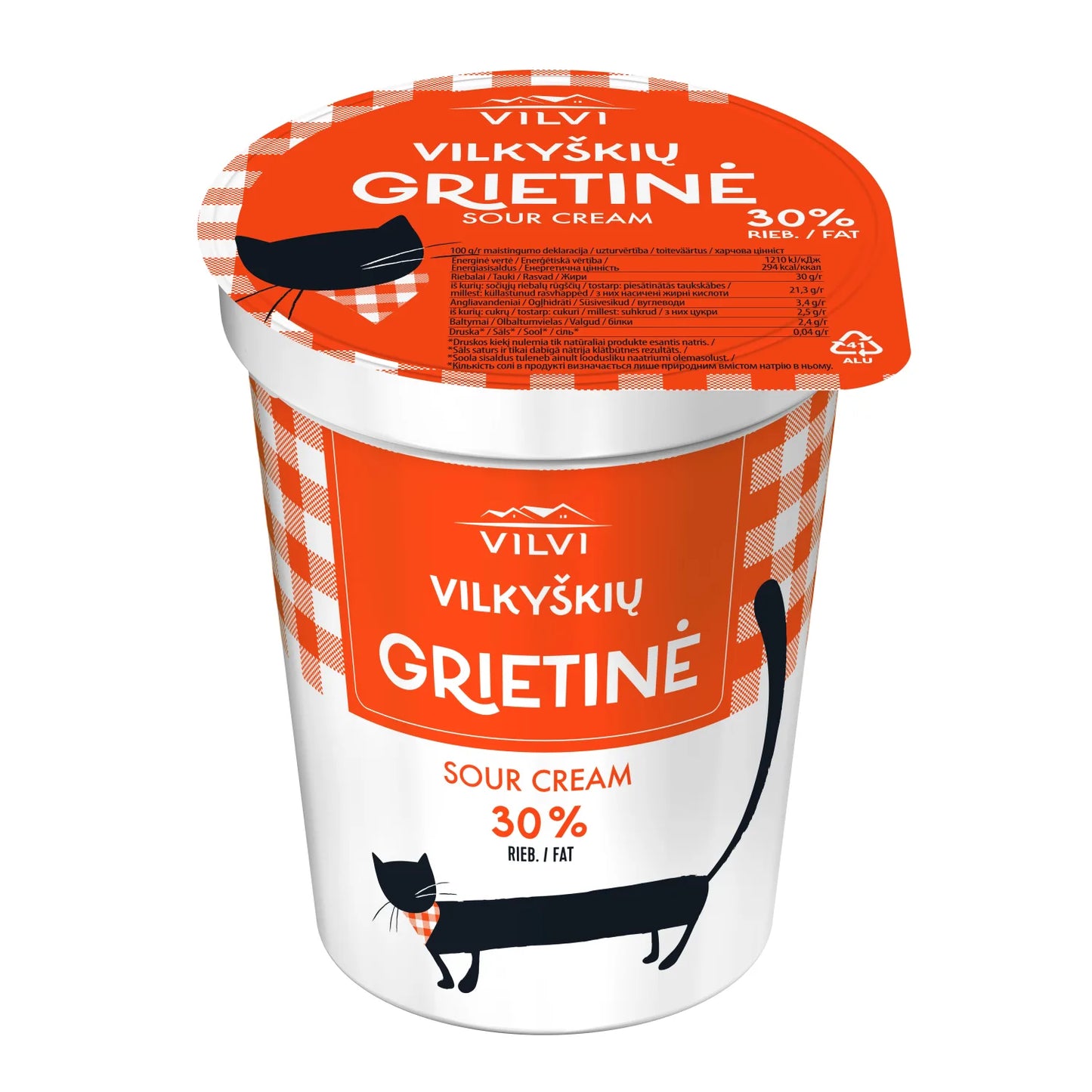 Grietinė VILKYŠKIŲ, 30%, 350 g, indelis