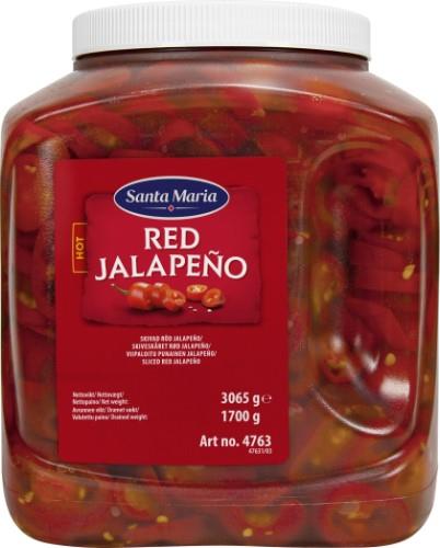 Raudonosios aitriosios paprikos-Jalapeno, griežinėliai, 3,065 / 1,700 kg