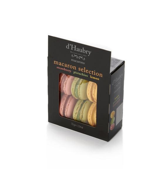 D'HAUBRY Macaroons, pistachio, lemon and strawberry flavor, 6 pcs., 72 g