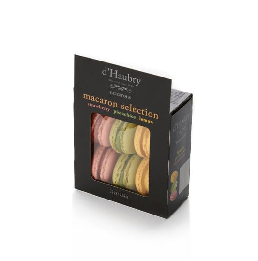D'HAUBRY Macaroons, pistachio, lemon and strawberry flavor, 6 pcs., 72 g
