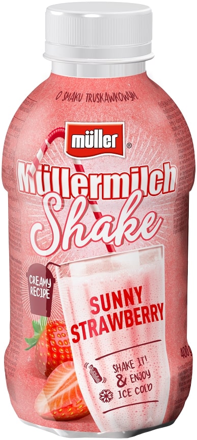 Pieno gėrimas MÜLLERMILCH SHAKE, braškių skonio, 400g