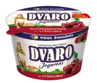 Sluoksniuotas jogurtas DVARO, 1,8%, su vyšniomis, 220 g