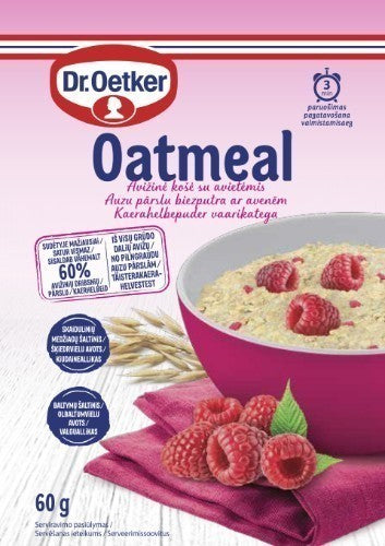 Oatmeal porridge DR.OETKER with raspberries, 60g