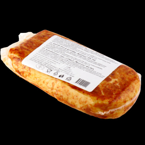 Rūkytas sūris MEDŽIOTOJŲ, su raudonais pipirais, vakuume, 45% RSM, ~1 kg