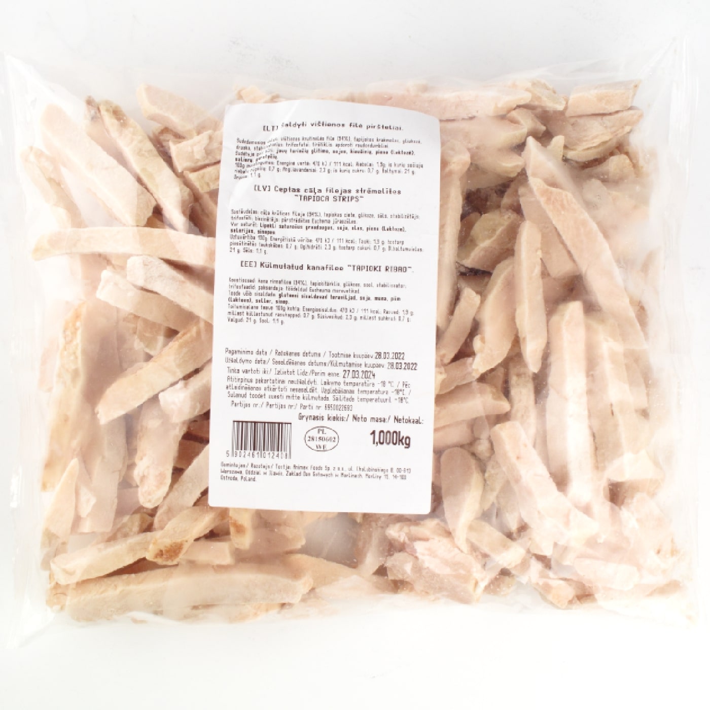 Frozen fried chicken fillet strips MORLINY, 1 kg