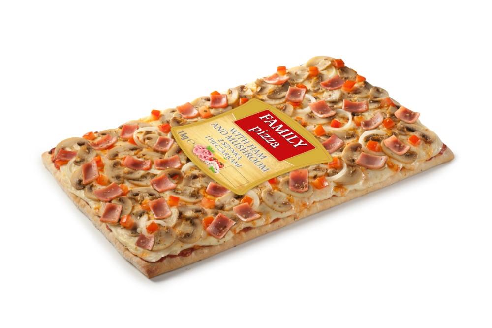 Šaldyta pica FAMILY, su kiaulienos kumpiu ir grybais, 1kg