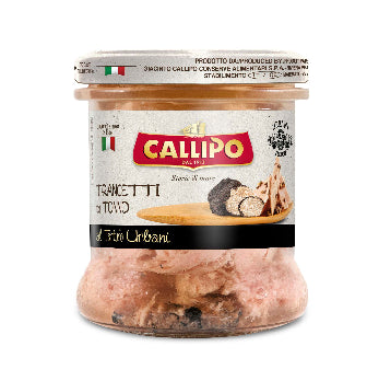 Gelsvauodegio tuno gabaliukai, CALLIPO, su trumais alyvuogių aliejuje 170g