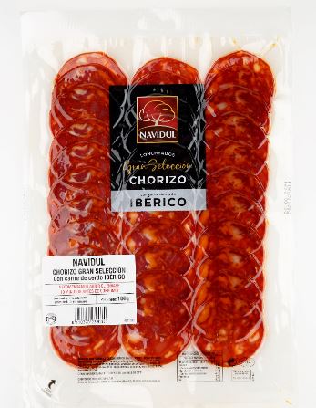 Dried sausage NAVIDUL Chorizo Iberico, 1st grade, sliced, 100 g