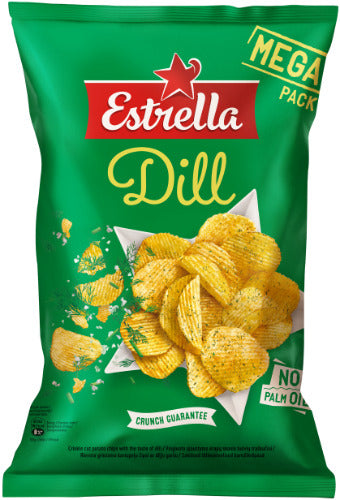 ESTRELLA curly-cut potato chips with dill, 250 g