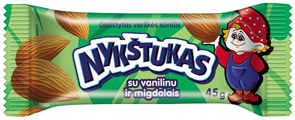Glazed cottage cheese NYKŠTUKAS, with vanilla and roasted almonds, 25%, 45 g