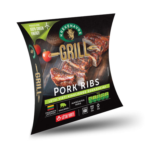 Lėtai virti GRILL kiaulienos šonkauliai su barbekiu padažu, vakuume ~1,5kg