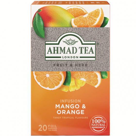 Ahmad Tea Natūrali arbata ''Mango & Orange'', 20 folijos pakelių