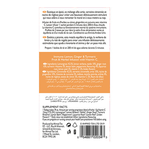 Ahmad Tea Natural tea ''Immune'', in envelopes with thread, 20 pcs.