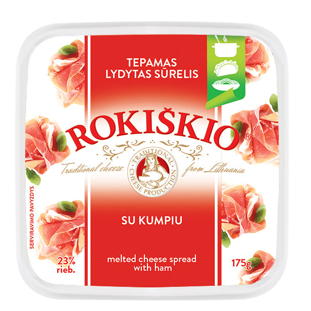 Lydytas sūrelis ROKIŠKIO, su kumpiu, 23%, 175 g