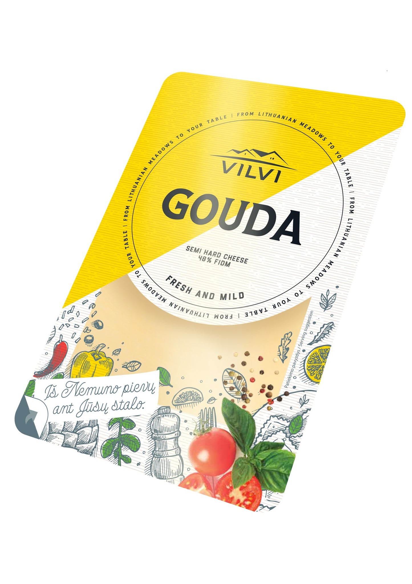 Semi-hard cheese VILVI Gouda, 48% MSG, slices, 150g