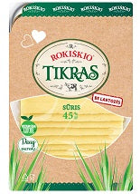 Cheese "Rokiškio Tikras", 45%, in slices, lactose-free, 150g, LT-EKO-001
