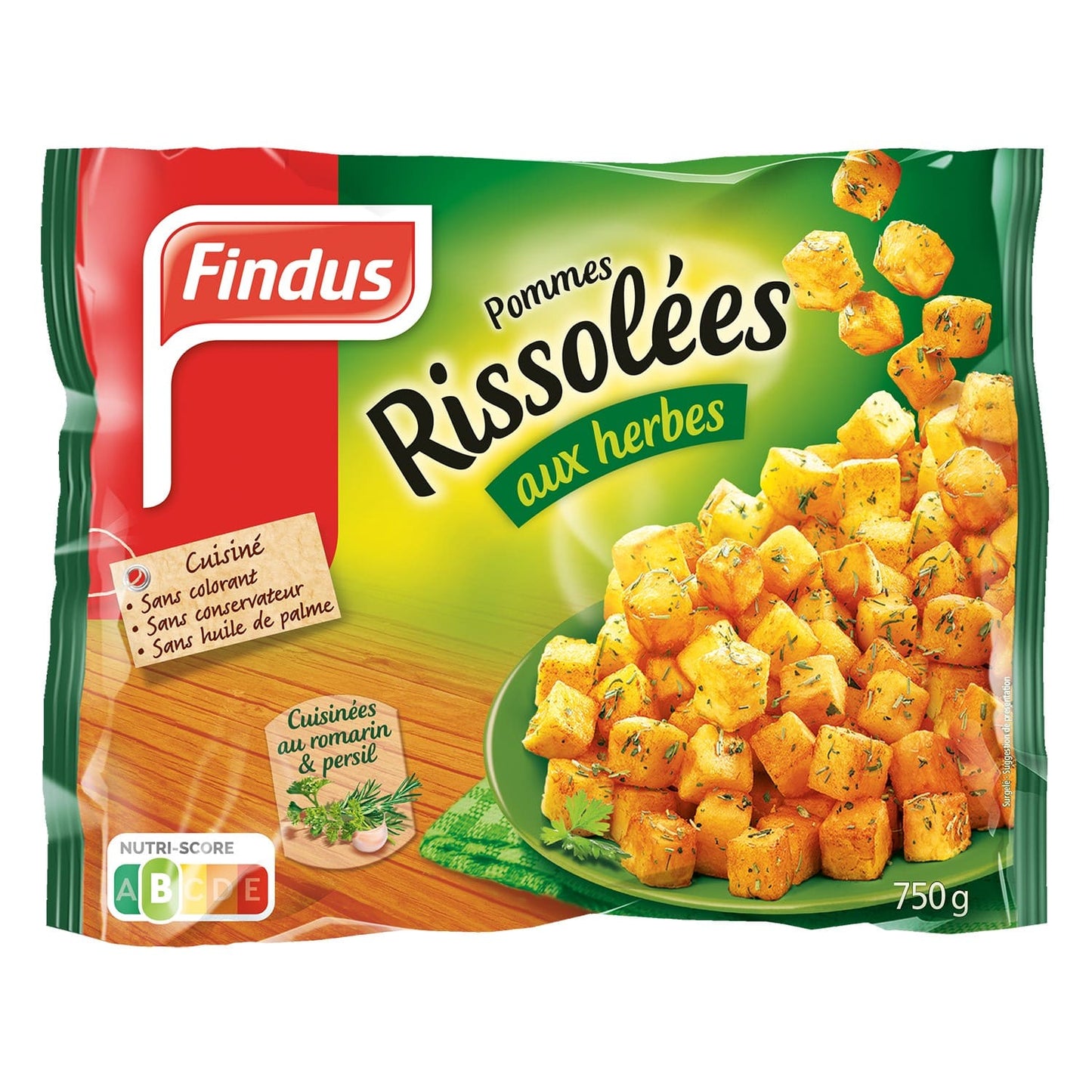 Šaldyti bulvių kubeliai, FINDUS, Pommes Rissolees, su žolelėmis, 750g