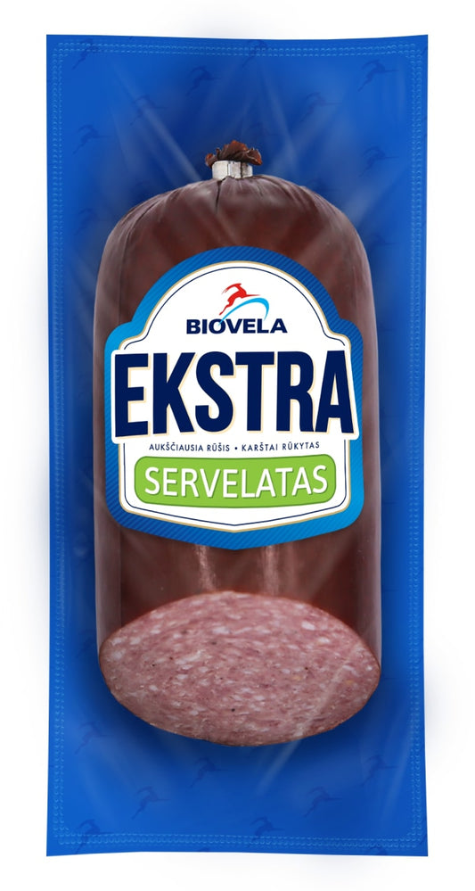 Karštai rūkytas servelatas BIOVELA Ekstra, aukščiausia rūšis, 400 g