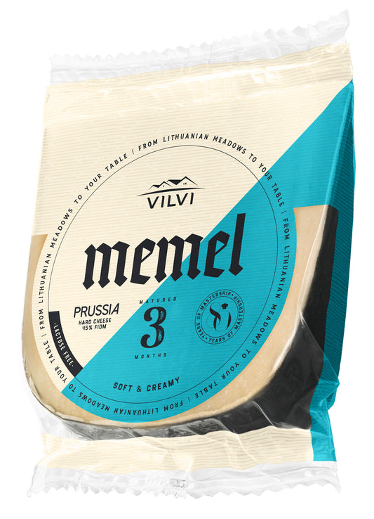 Kietasis sūris MEMEL Prussia, 3 mėn., 45%, RSM, be laktozės, 0,18 kg
